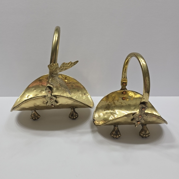 Brass Vintage Hammered Folding Baskets set of 2‎ - Picture 1 of 5